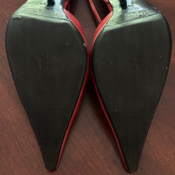 Alain Tondowski Paris Red Pointed Toe Sling Back Heels Size US 9 - Picture 5 of 12